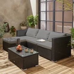Conjunto de jardín de resina, 4 plazas