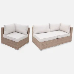 Conjunto de jardín de resina tejida, 14 plazas