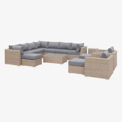 Conjunto de jardín de resina tejida, 12 a 14 plazas