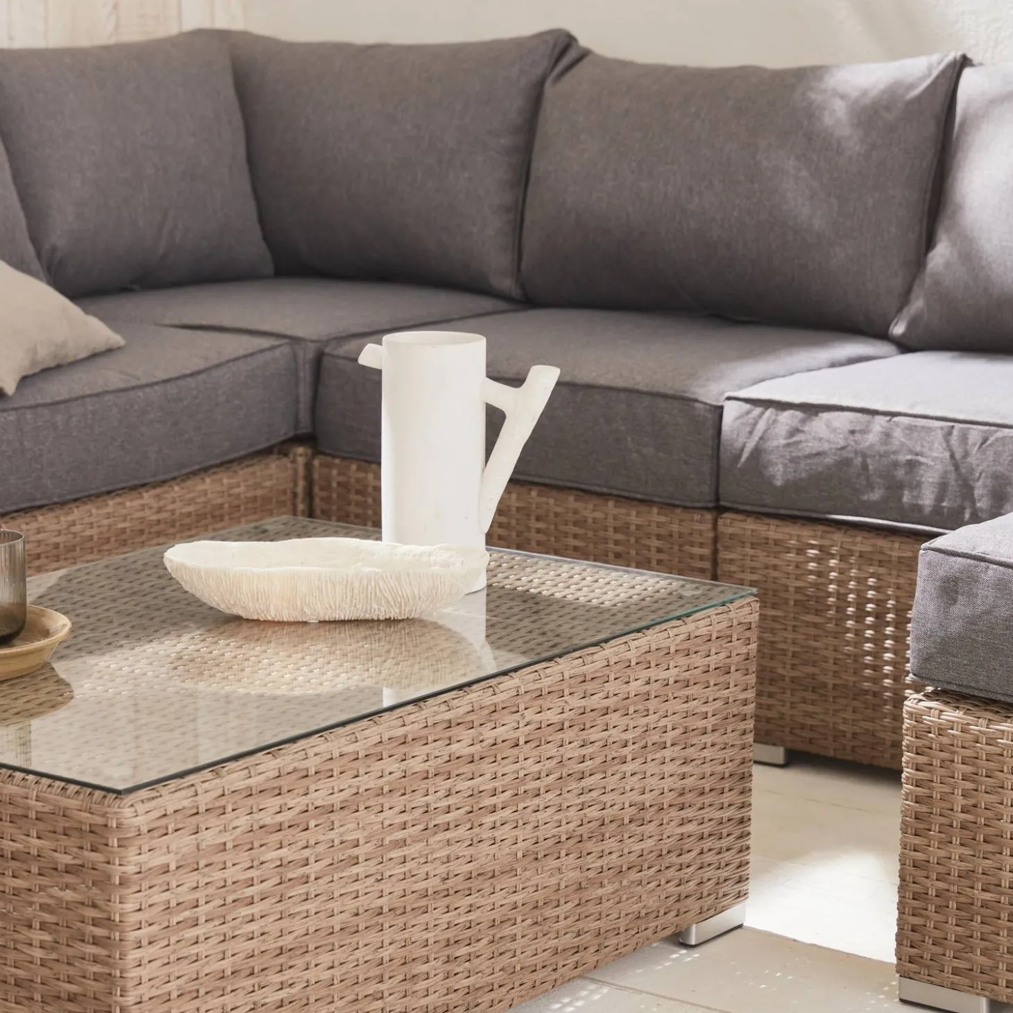 Conjunto de jardín de resina tejida, 12 a 14 plazas