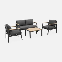 Conjunto de jardín en aluminio y polywood, 4 plazas