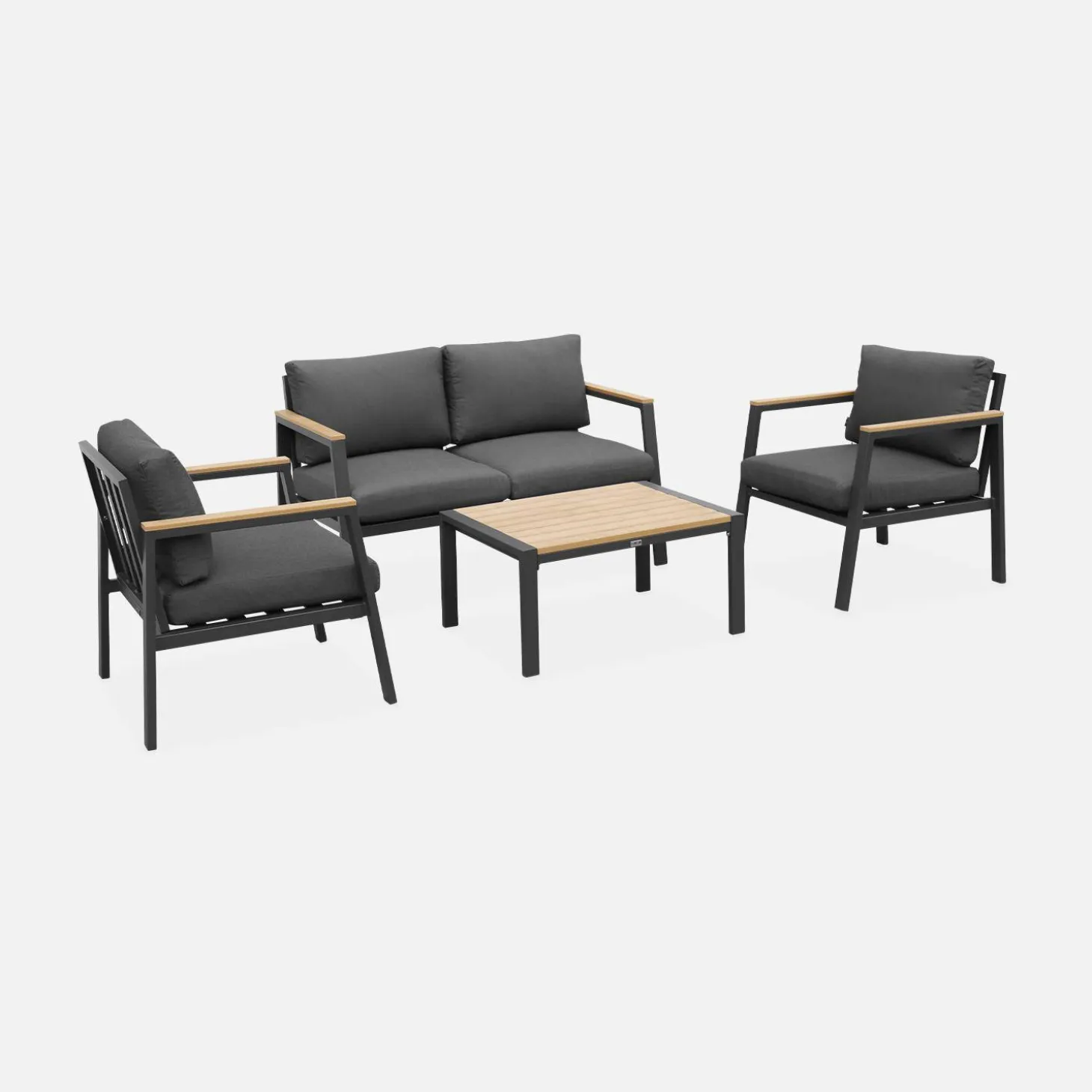Conjunto de jardín en aluminio y polywood, 4 plazas