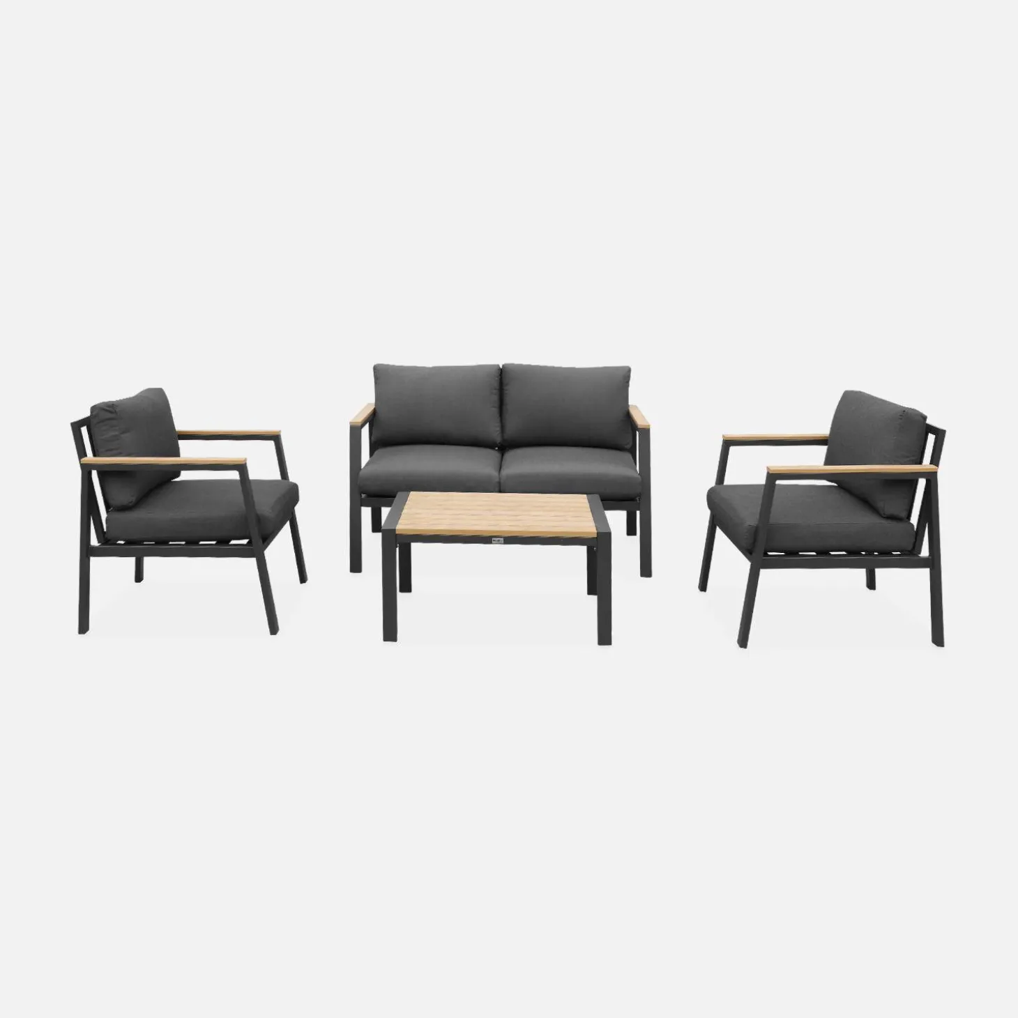 Conjunto de jardín en aluminio y polywood, 4 plazas