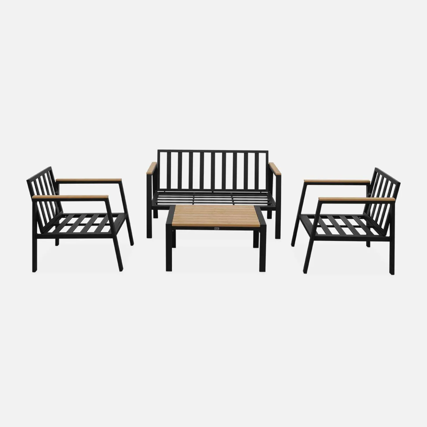 Conjunto de jardín en aluminio y polywood, 4 plazas
