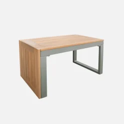 Conjunto de jardín en aluminio y en madera de acacia, 4 plazas