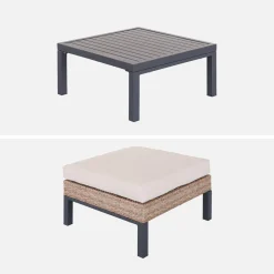Conjunto de jardín en aluminio y resina, 5 plazas