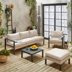 Conjunto de jardín en aluminio y resina, 5 plazas