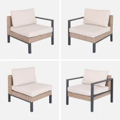 Conjunto de jardín en aluminio y resina, 5 plazas