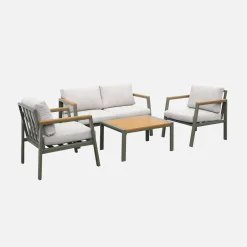 Conjunto de jardín en aluminio y polywood, 4 plazas