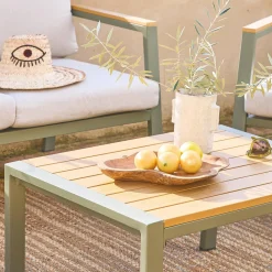Conjunto de jardín en aluminio y polywood, 4 plazas