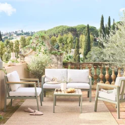 Conjunto de jardín en aluminio y polywood, 4 plazas