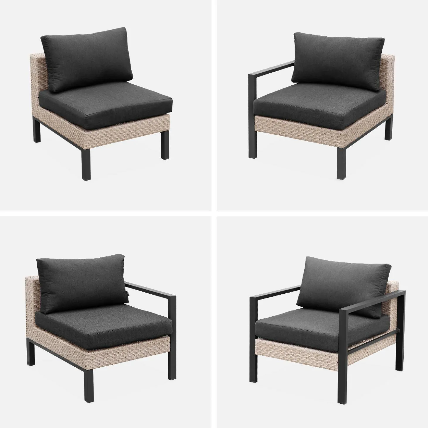 Conjunto de jardín en aluminio y resina, 5 plazas