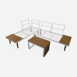 Conjunto de jardín en aluminio y en madera de acacia, 4 plazas