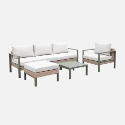 Conjunto de jardín en aluminio y resina, 5 plazas