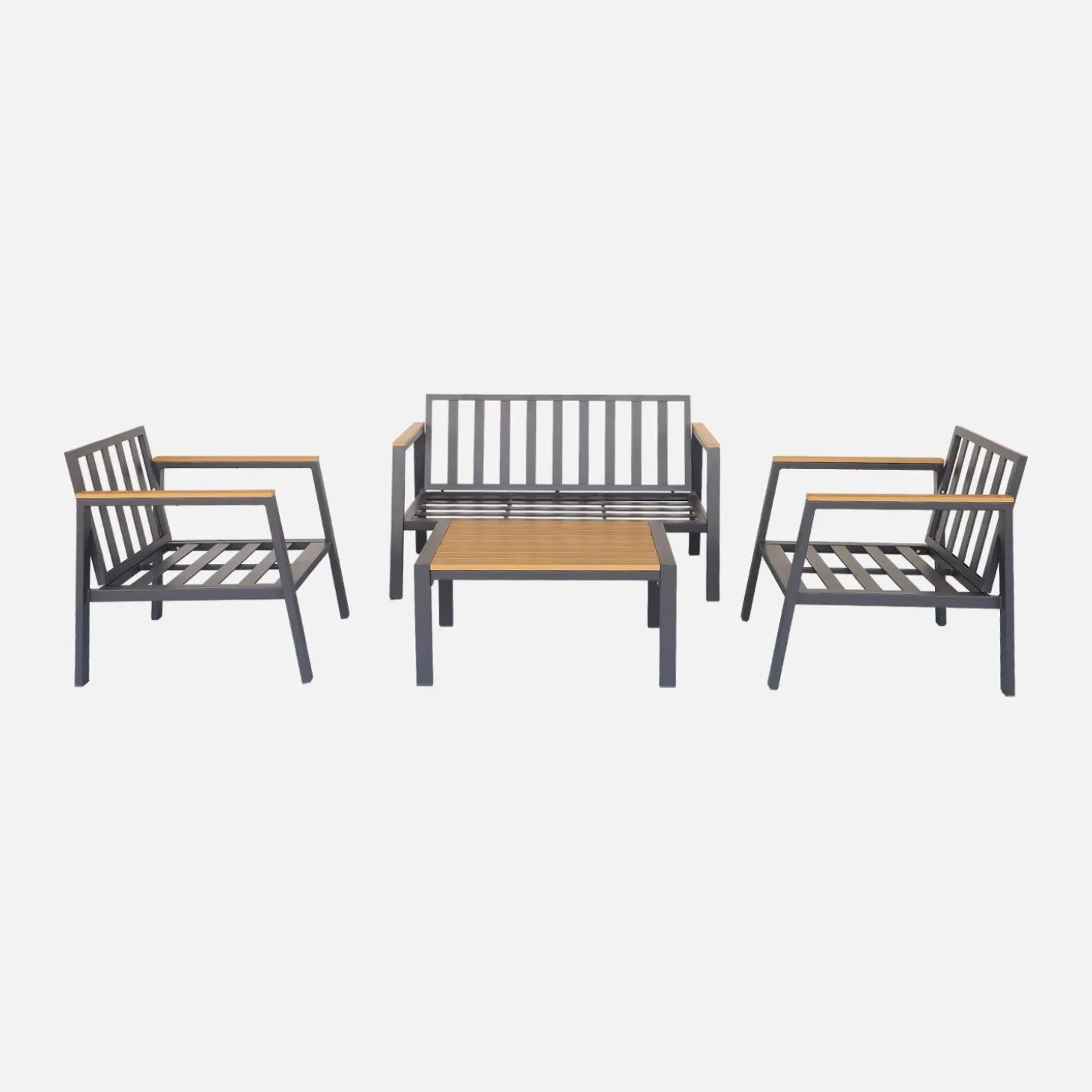 Conjunto de jardín en aluminio y polywood, 4 plazas