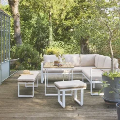 Conjunto de jardín en madera de acacia y aluminio de 8 plazas