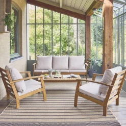 Conjunto de jardín en madera de acacia, 5 plazas