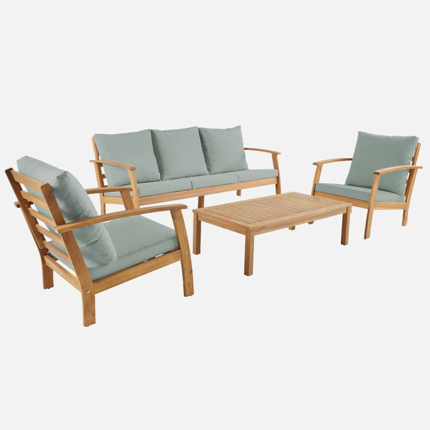 Conjunto de jardín en madera de acacia, 5 plazas