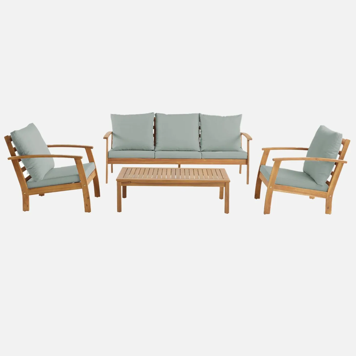 Conjunto de jardín en madera de acacia, 5 plazas
