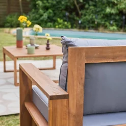 Conjunto de jardín en madera, 5 plazas