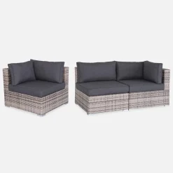 Conjunto de jardín en resina tejida, 8 a 10 plazas