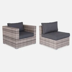 Conjunto de jardín en resina tejida, 8 a 10 plazas