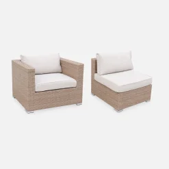 Conjunto de jardín en resina trenzada, 5 plazas