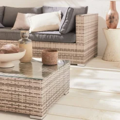 Conjunto de jardín en resina trenzada, 5 plazas