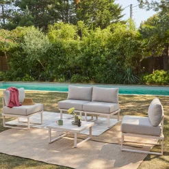 Conjunto de jardín modular de aluminio, 4 plazas
