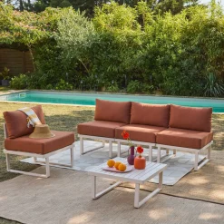 Conjunto de jardín modular de aluminio, 4 plazas