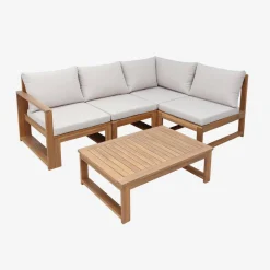 Conjunto de jardín modular de madera de acacia, 4 plazas