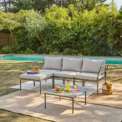 Conjunto de jardín modular de aluminio, 4 plazas