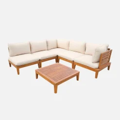 Conjunto de jardín modular de madera de acacia, 5 plazas