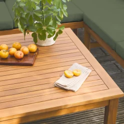 Conjunto de jardín para rincón en acacia, 5 plazas