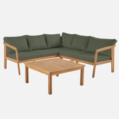 Conjunto de jardín para rincón en acacia, 5 plazas