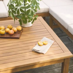Conjunto de jardín para rincón en acacia, 5 plazas