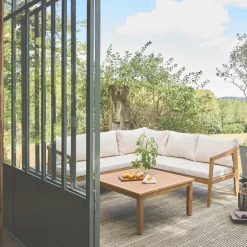 Conjunto de jardín para rincón en acacia, 5 plazas