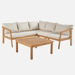 Conjunto de jardín para rincón en acacia, 5 plazas