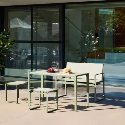 Conjunto de mesa de jardín encastrable, 4 plazas
