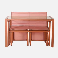 Conjunto de mesa de jardín encastrable, 4 plazas