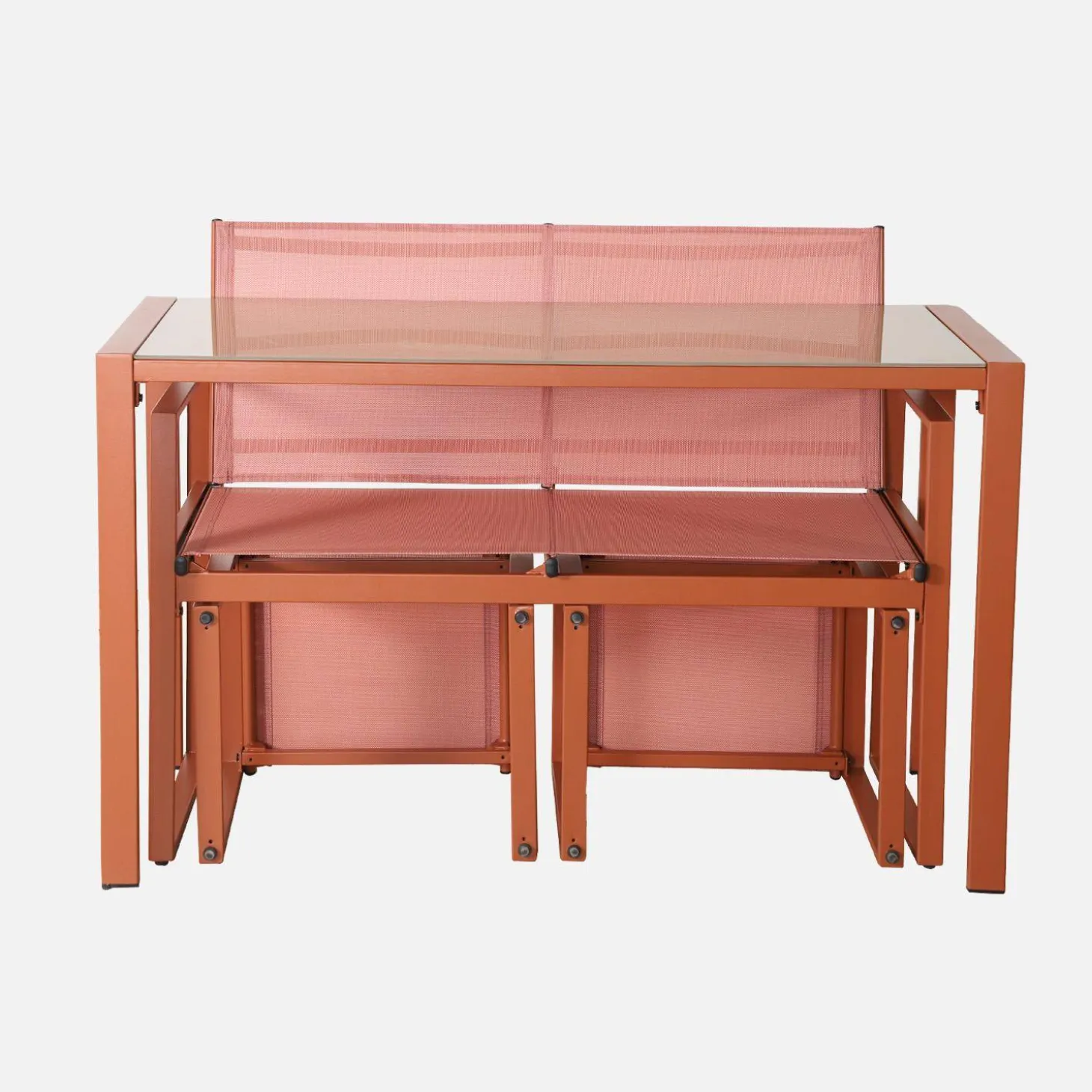 Conjunto de mesa de jardín encastrable, 4 plazas