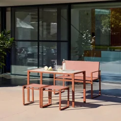 Conjunto de mesa de jardín encastrable, 4 plazas