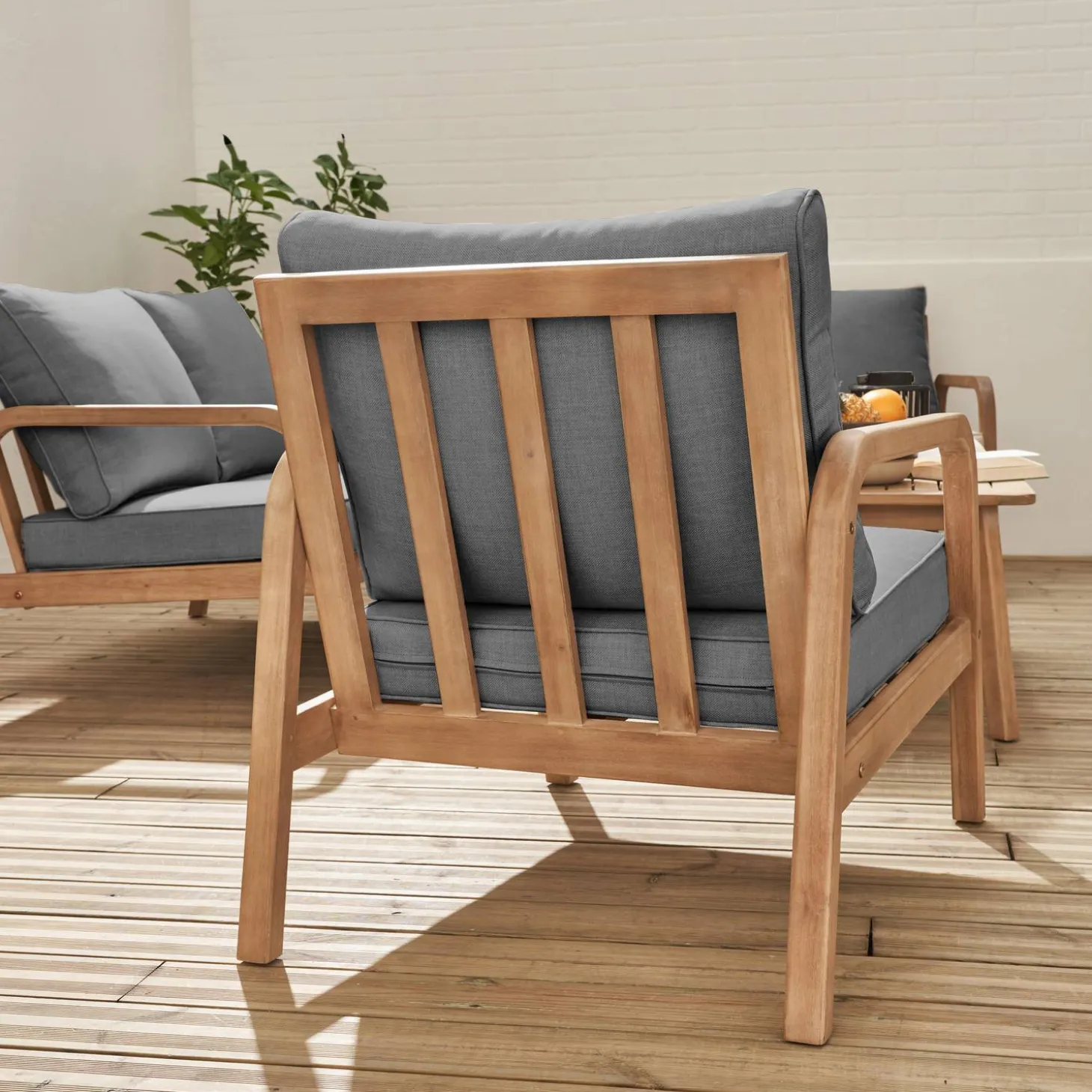 Conjunto de muebles de jardín de madera acacia, 4 plazas