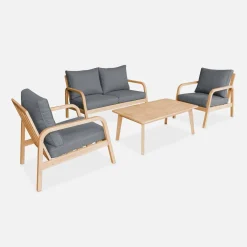 Conjunto de muebles de jardín de madera acacia, 4 plazas