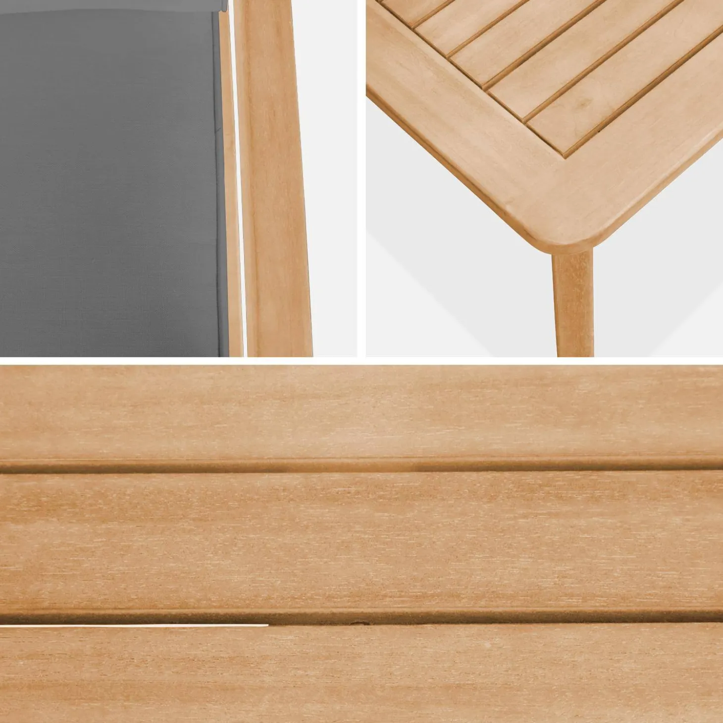 Conjunto de muebles de jardín de madera acacia, 4 plazas