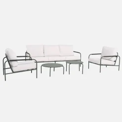 Conjunto de muebles de jardín de acero, 5 plazas