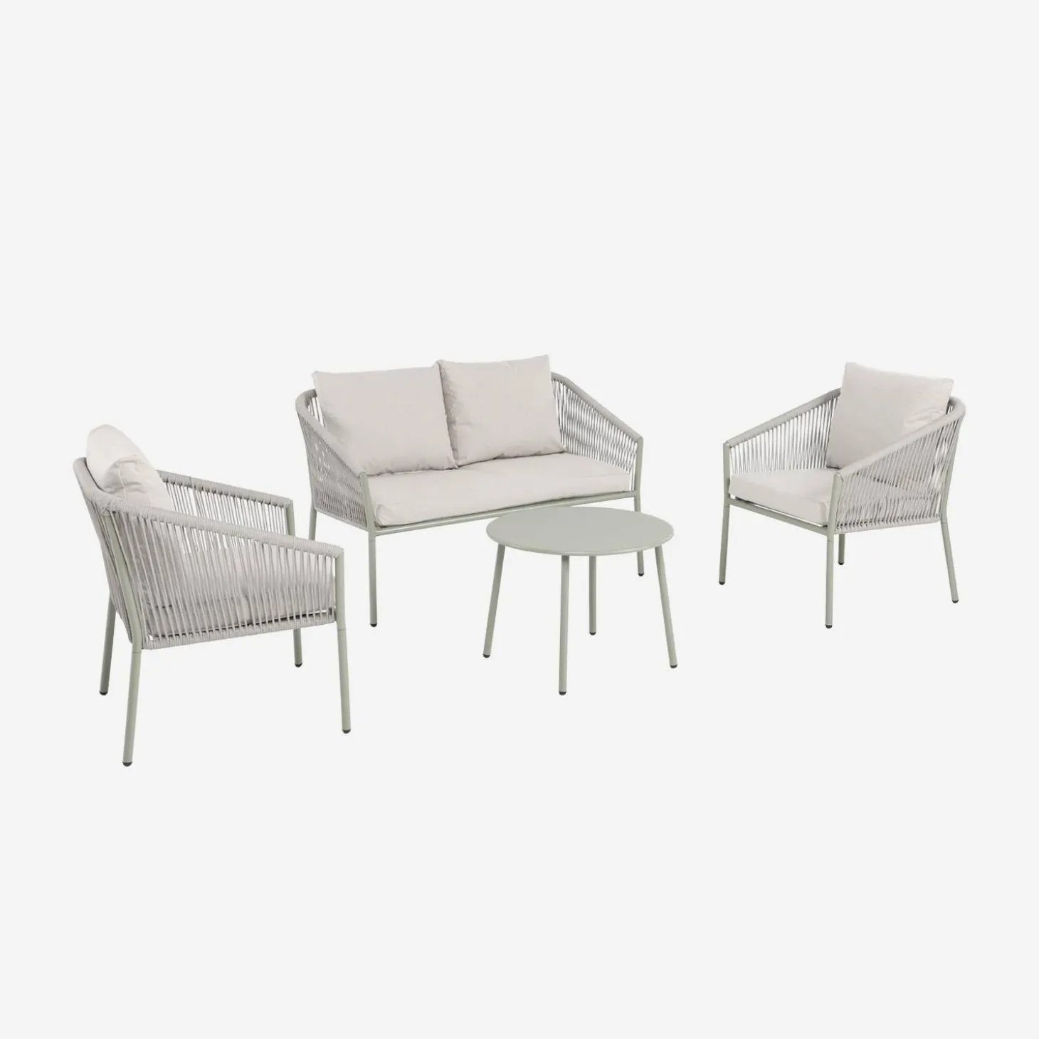 Conjunto de muebles de jardín de acero y cuerdas de resina, 4 plazas
