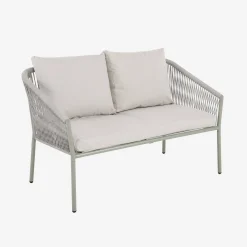 Conjunto de muebles de jardín de acero y cuerdas de resina, 4 plazas