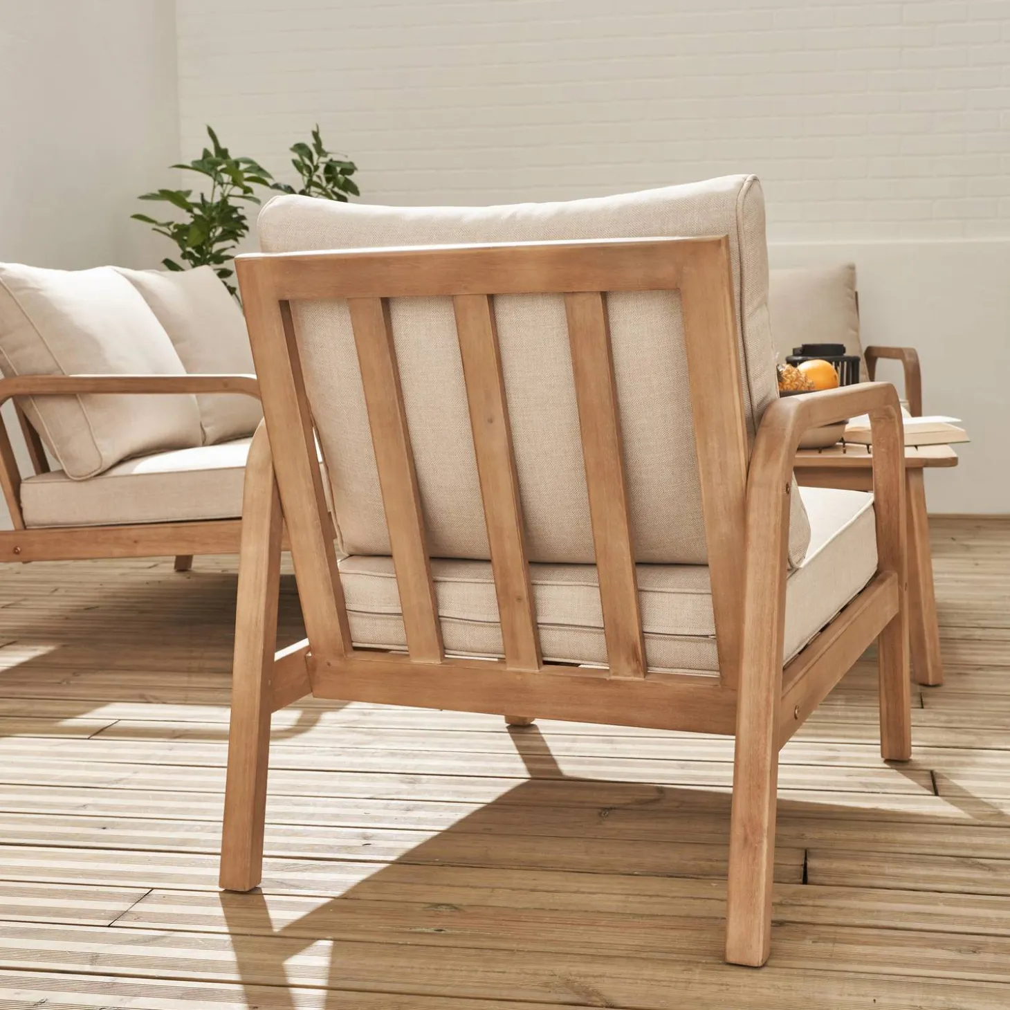 Conjunto de muebles de jardín de madera acacia, 4 plazas