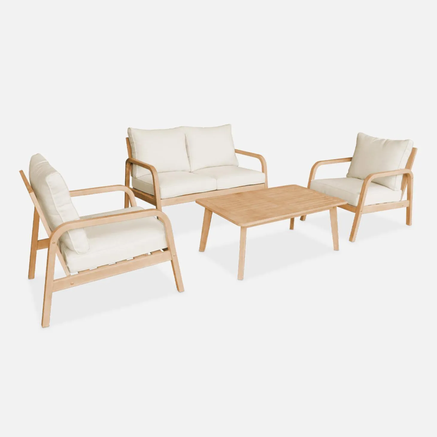 Conjunto de muebles de jardín de madera acacia, 4 plazas